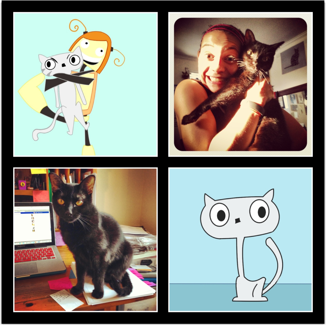 It was sadly very easy to find pictures of me and my cat, Pasta that mirrored our characters Emily and Humphrey. Love these portraits from eps 5 by Grant Lindahl! 
Check out Eps 5 here: http://www.youtube.com/watch?v=KZH8B2xZGPo