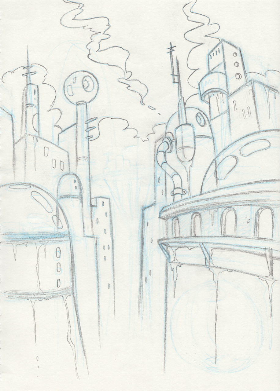 Check out this city background sketch by Ben Luce! 