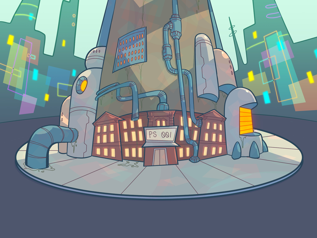 Next episode takes place at PS 001. Background by Ben Luce